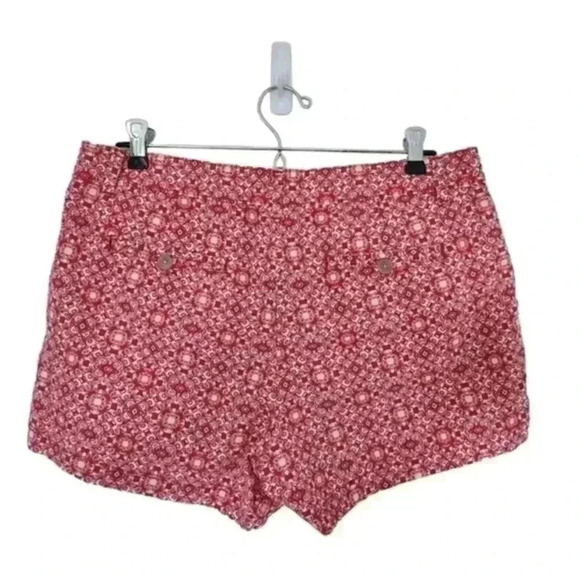 Gap Print Summer Shorts Red  White Tile Chino Preppy Women's size 8 Petite - Picture 3 of 11